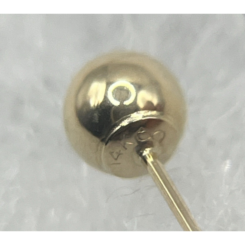 14K Yellow Gold 4.8mm Polished Ball Stud Earrings Dainty Classic Minimalist - Picture 3 of 10